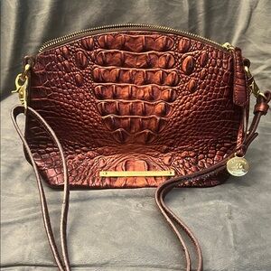 Brahmin Rich Brown Crocodile-Embossed Clutch